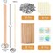 200 Pcs Thicked Wood Candle Wicks for Candle Making, 5.1 X 0.51X 0.06 Inch Upgrade Wood Wicks, Wooden Wicks Box Includes Iron Stander, Glue Dot, and Warning Labels (50 Sets)